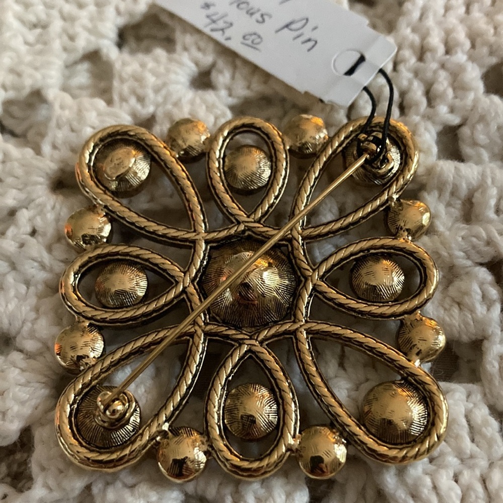 Premier Designs pin or pendant glorious gold toned with faux diamonds - Picture 4 of 7